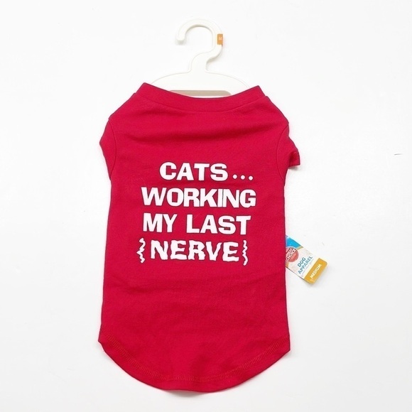 NEW Grreat Choice Red Cats Working My Last Nerve Dog Tee - Picture 1 of 4